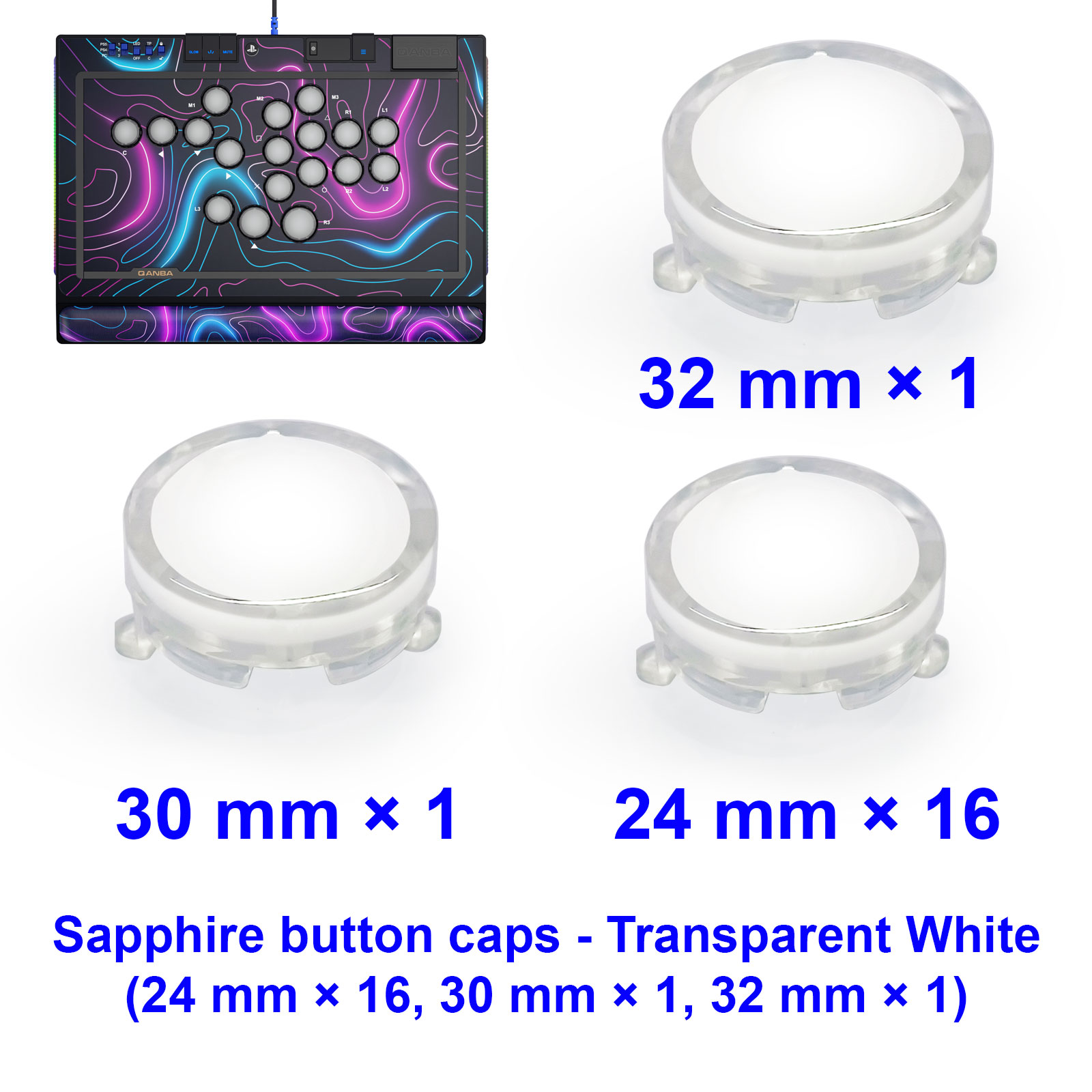 Joystick Arcade Parts - أغطية أزرار QANBA SAPPHIRE S1، ملحقات