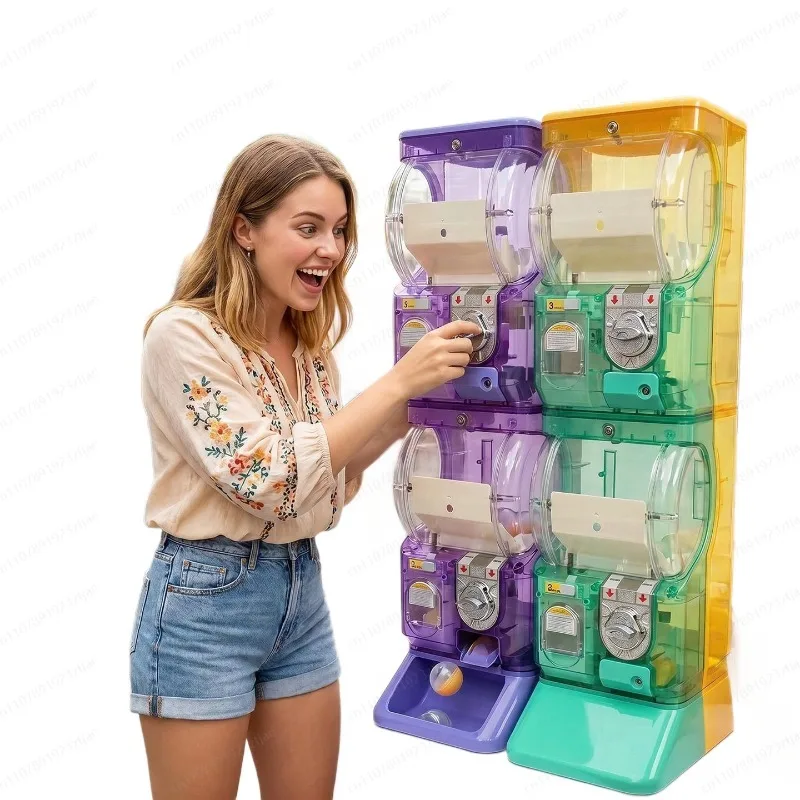 Arcade Vending & Laundry Revenue - آلة غاشابون شفافة بيضاء ذات طبقتين،